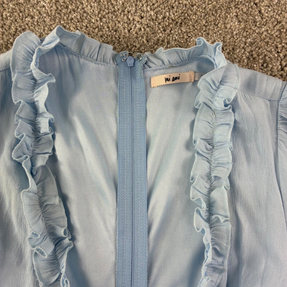 Mi Ami Francescas Light Blue Romantic Ruffle Tiered Mini Dress Puff Sleeve Small